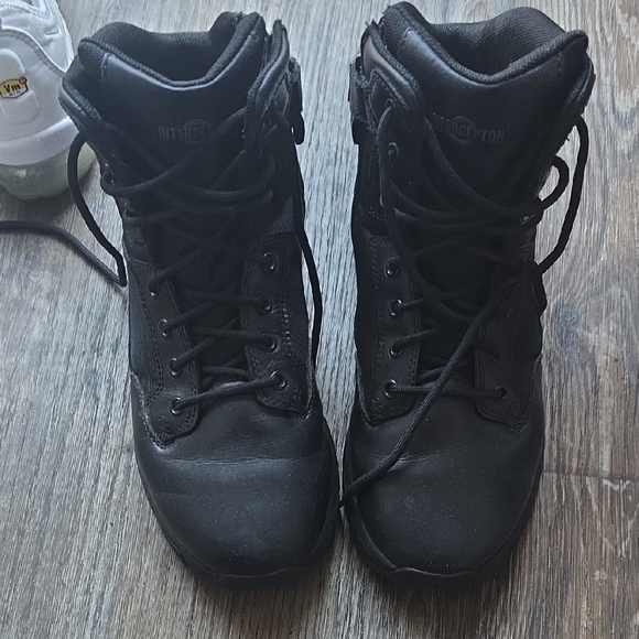 Black Lace-Up Tactical Boots - Picture 1 of 1